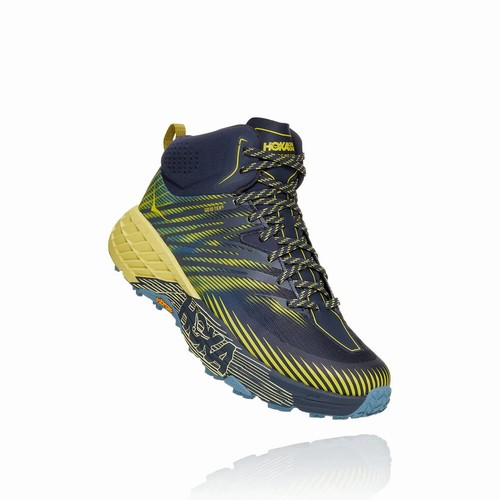 Hoka One One SPEEDGOAT MID 2 GORE-TEX Vegan Shoes For Men India Navy/Green IN-1703